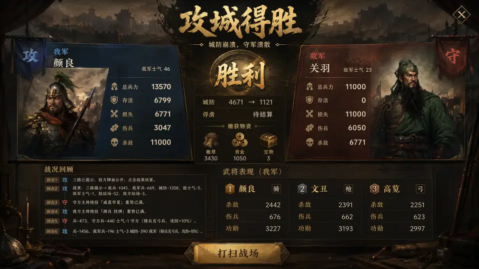 战斗结算与军议画面